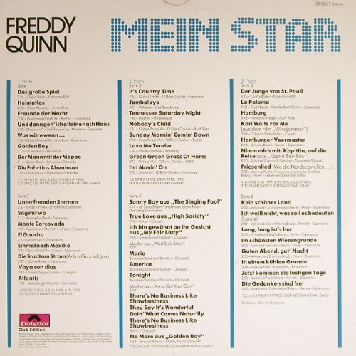 Quinn,Freddy: Mein Star, 2xFoc, Club Edition, Polydor(38 086 5), D,  - 3LP - H8946 - 9,00 Euro