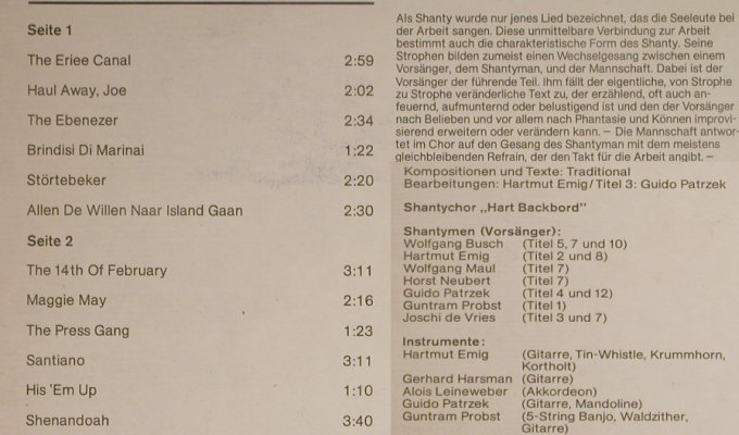 Shanty-Chor Hart Backbord: Haul Away, Amiga(8 56 032), DDR, 1984 - LP - H9008 - 4,00 Euro