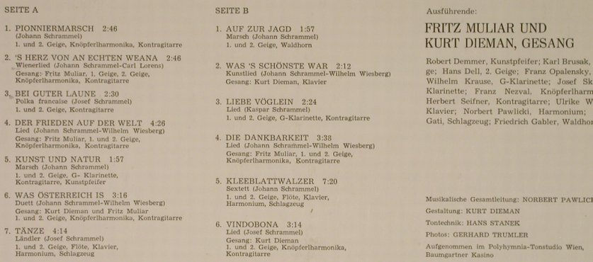 Muliar,Fritz und Kurt Dieman: Bei guter Laune (3*Schrammel), Polyhymnia(1988), A, m-/vg+,  - LP - H9305 - 7,50 Euro