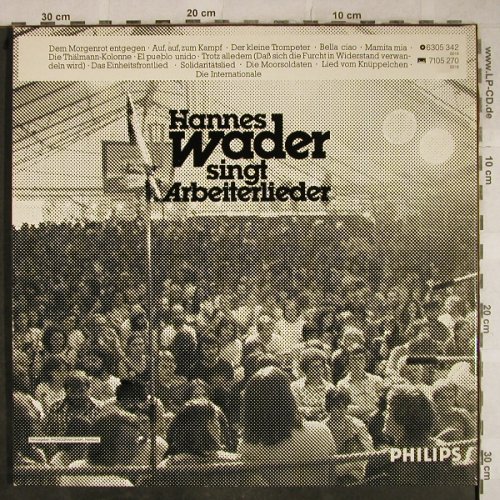 Wader,Hannes: singt Arbeiterlieder,Foc, Philips(6305 342), D, 1977 - LP - H9363 - 6,00 Euro