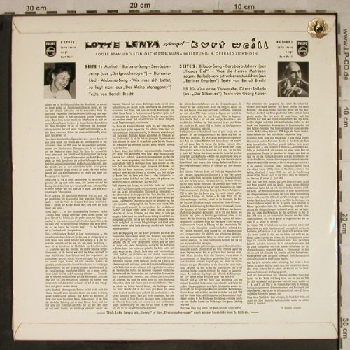 Lenya,Lotte: singt Kurt Weill, Philips Minigroove(B 07089 L), D,  - LP - H9534 - 6,00 Euro