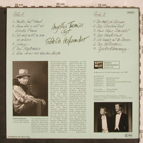 Thomas,Angelika: singt Friedrich Hollaender, Happy Valley/BMG(ARIS 808015), D, 1988 - LP - H9820 - 9,00 Euro