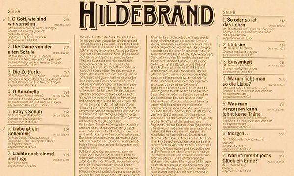 Hildebrand,Hilde: Liebe ist ein Geheimnis, EMI,Der goldene Tr.(F 669 428), D,  - LP - H9920 - 7,50 Euro