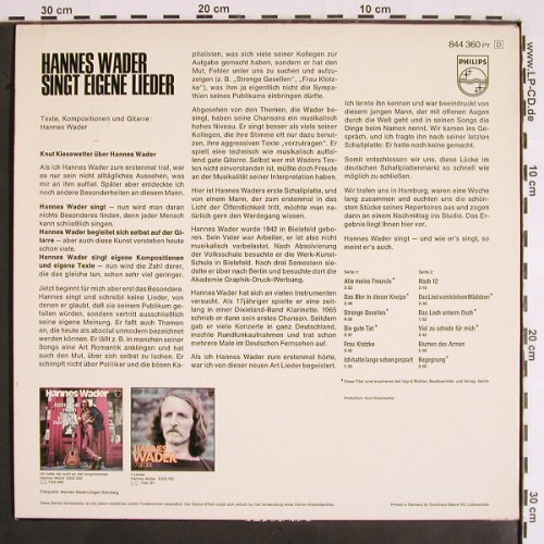 Wader,Hannes: singt..., Philips (844 360 PY), D Typ: LP Best.-Nr.: V1898 Preis: 7,50 Euro
