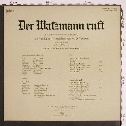 Ambros/Tauchen/Prokopetz: Der Watzmann ruft, Bellaphon (270 01 022), D, 1974 Typ: LP Best.-Nr.: V1905 Preis: 9,00 Euro