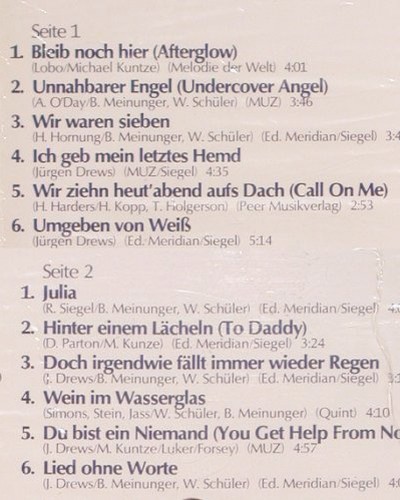 Drews,Jürgen: Heute, FS-New, sealed, WB (WB 56 500), D, 1978 Typ: LP Best.-Nr.: V1923 Preis: 7,50 Euro