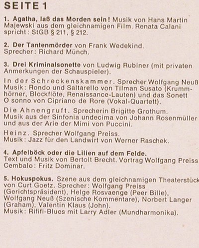 V.A.Die Mordsplatte: Neuss, Wieder, Qualtinger..., Elektra (SME 83491), D Typ: LP Best.-Nr.: V2003 Preis: 17,50 Euro