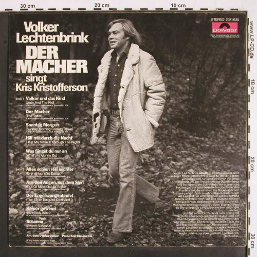 Lechtenbrink,Volker: Der Macher,singt Kris Kristofferson, Polydor (2371 635), D, 1976 Typ: LP Best.-Nr.: V2067 Preis: 5,00 Euro
