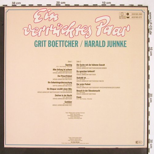 Boettcher,Grit / Harald Juhnke: Ein verücktes Paar, Ariola (203 195-365), D, 1980 Typ: LP Best.-Nr.: V2287 Preis: 7,50 Euro