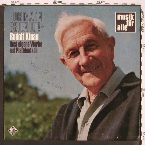 Kinau,Rudolf: Hör Mal'n Beten To, Hülle signiert, Telefunken (NT 405), D Typ: LP Best.-Nr.: V2307 Preis: 15,00 Euro