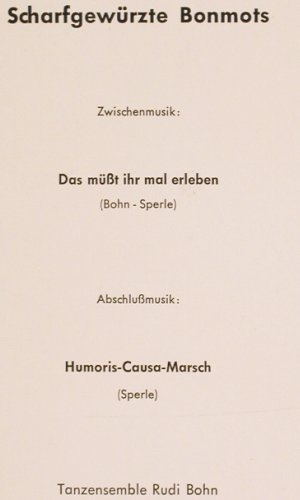 von Seydlitz,Hanns-Dietrich: Scharfgewürzte Bonmots, Telefunken (6897), D, Mono Typ: LP Best.-Nr.: V2364 Preis: 7,50 Euro