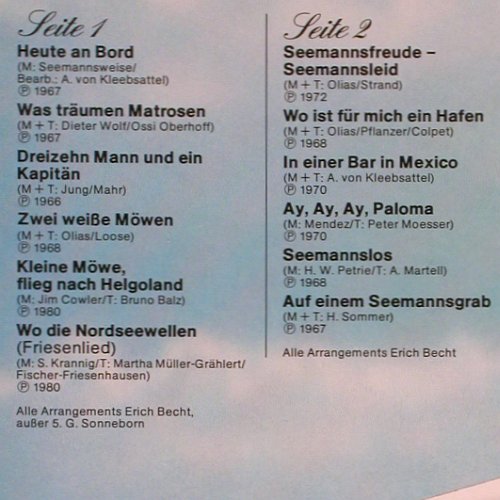 Heino: Die schönsten Seemannslieder,Foc, EMI / Hör Zu (134-46 021/22), D Typ: 2LP Best.-Nr.: V2458 Preis: 7,50 Euro