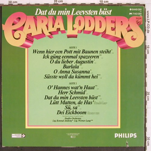 Lodders,Carla:&nbsp;Dat Du Min Leevsten Büst, Philips (6449091), D, co, 1976 Typ:&nbsp;LP Best.-Nr.:&nbsp;V309 Preis:&nbsp; 6,00 Euro