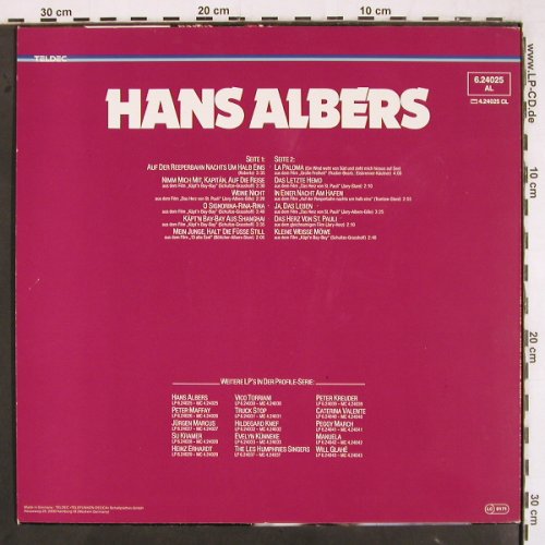 Albers,Hans: Profile (1960), Teldec (6.24025 AL), D, Ri Typ: LP Best.-Nr.: V3182 Preis: 5,00 Euro