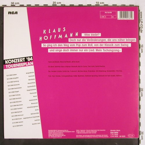 Hoffmann,Klaus: Konzert'84, RCA (PG 70 476), D, 1984 Typ: LP Best.-Nr.: V3230 Preis: 7,50 Euro