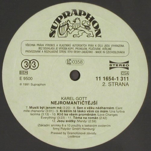 Gott,Karel: Nejromantictejsi, Supraphon(11 1654-1), CZ, 1991 - LP - V3562 - 9,00 Euro