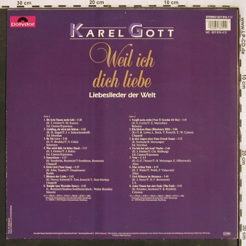 Gott,Karel: Weil ich dich liebe, Polydor(827 815-1), D, 1985 - LP - V3568 - 7,50 Euro