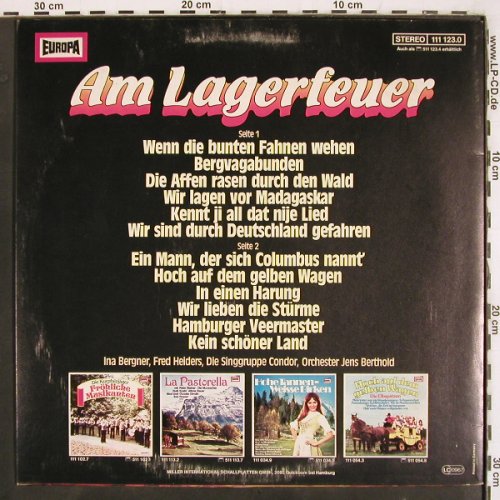 V.A.Am Lagerfeuer: Ina Bergner,FredHaider,S.Gr.Condor, Europa (111 123.0), D, 1979 Typ: LP Best.-Nr.: V3572 Preis: 4,00 Euro
