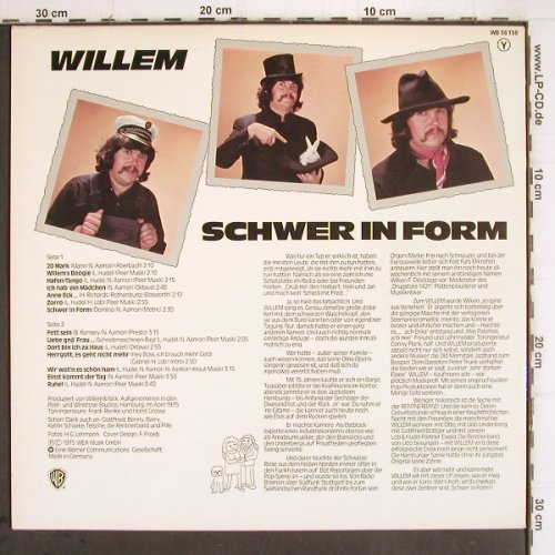 Willem:&nbsp;Schwer In Form, WB (WB 56 138), D, 1975 Typ:&nbsp;LP Best.-Nr.:&nbsp;V395 Preis:&nbsp; 9,00 Euro