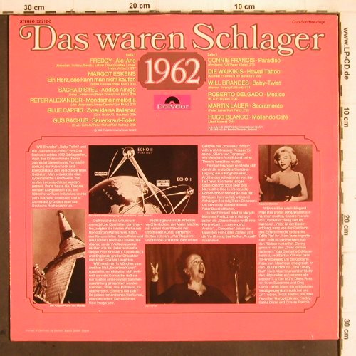 V.A.Das Waren Schlager:&nbsp;1962 - Freddy... Hugo Blanco, Polydor Club-Ed. (2459 197), D Typ:&nbsp;LP Best.-Nr.:&nbsp;V678 Preis:&nbsp; 5,00 Euro