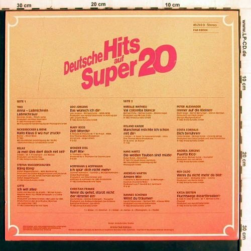 V.A.Deutsche Hits auf Super 20:&nbsp;Trio... Katja Ebstein, Ariola Club Ed. (46 249 9), D, 1982 Typ:&nbsp;LP Best.-Nr.:&nbsp;V802 Preis:&nbsp; 4,00 Euro