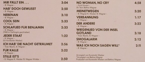 Wegner,Bettina: Weine nicht, aber schrei, m-/vg+, CBS(25 339), D, 1983 - LP - X1400 - 9,00 Euro