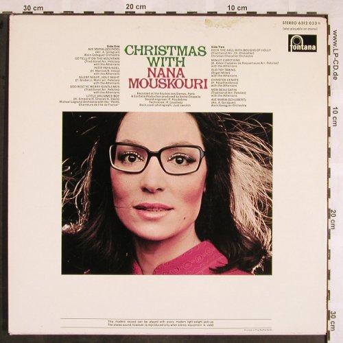Mouskouri,Nana: Christmas with,Sample Rec stol, Fontana(6312 033), NL, 1972 - LP - X1430 - 9,00 Euro