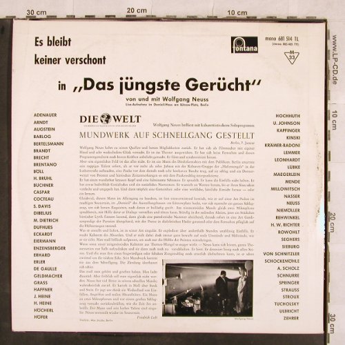 Neuss,Wolfgang: Das Jüngste Gerücht, vg+/vg+, Fontana(681 514 TL), D, Mono, 1964 - LP - X193 - 5,00 Euro
