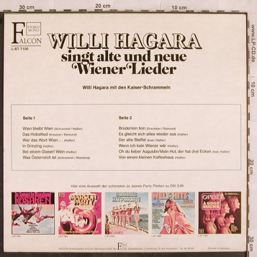 Hagara,Willi: singt alte und neue Wiener Lieder, Falcon(LST 7100), A,  - LP - X28 - 5,50 Euro