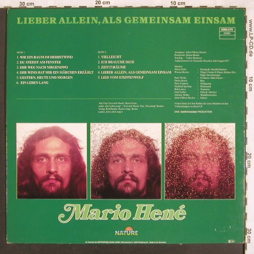 Hene,Mario: Lieber Allein Als Gemeinsam Einsam, Nature(0060.075), D, 1977 - LP - X3570 - 5,50 Euro