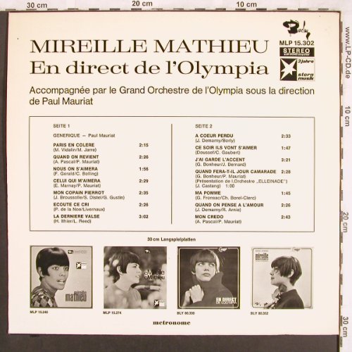 Mathieu,Mireille: En Direct de L'Olympia, Barclay / Stern(MLP 15.302), D,  - LP - X3688 - 6,00 Euro