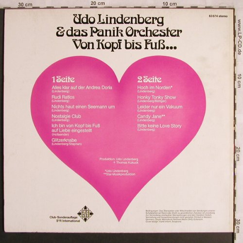 Lindenberg,Udo: Von Kopf bis Fuß, Club-Ed., m-/vg+, Telefunken(63 674), D, 1975 - LP - X4132 - 15,00 Euro