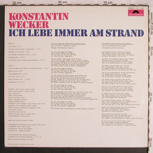 Wecker,Konstantin: Ich lebe immer am Strand, Polydor(2371 522), D, 1974 - LP - X4467 - 6,00 Euro