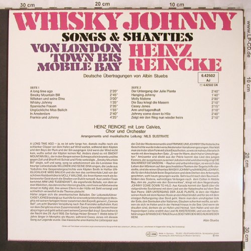 Reincke,Heinz: Whiskey Johnny, Songs+Chanson, Telefunken(6.42502), D,  - LP - X4509 - 7,50 Euro