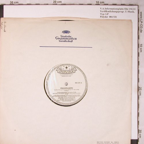 V.A.Informationsplatte Okt 62/4: Veröffentlichungsprogr. U-Musik, Polydor,vg+(004 531), D,NoCover, 1962 - LP - X5166 - 6,00 Euro