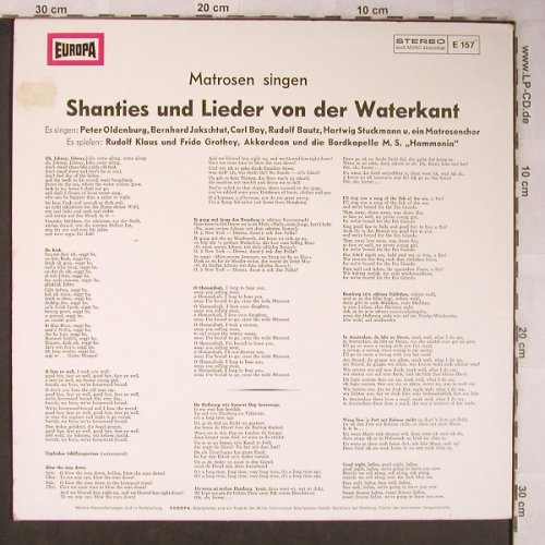 V.A.Shanties und Lieder von der: Waterkant, 15 Tr., Europa(E 157), D,  - LP - X5190 - 5,50 Euro