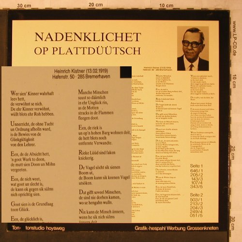 Kistner,Heinrich: Nadenklichet-Autor,Sprecher,Pianist, Kistner(1982-03), D,  - LP - X5655 - 7,50 Euro