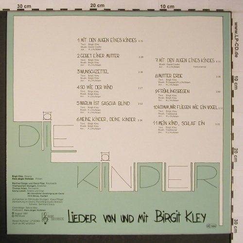 Kley,Birgit & Hans Jürgen Hufeisen: Die Kinder, Lieder von & mit, RM(92360), D, 1987 - LP - X6217 - 5,00 Euro