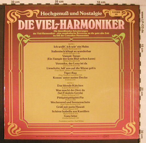 Viel-Harmoniker: Hochgenuß und Nostalgie, Prom(6.22908 AS), D, 1976 - LP - X6266 - 7,50 Euro