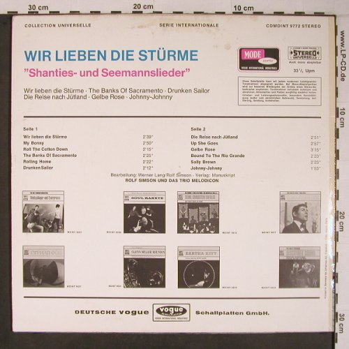 Simson,Rolf & d. Trio Melodicon: Wir lieben die Stürme, Vogue Mode Serie(CDMDINT 9772), D,  - LP - X6692 - 12,50 Euro