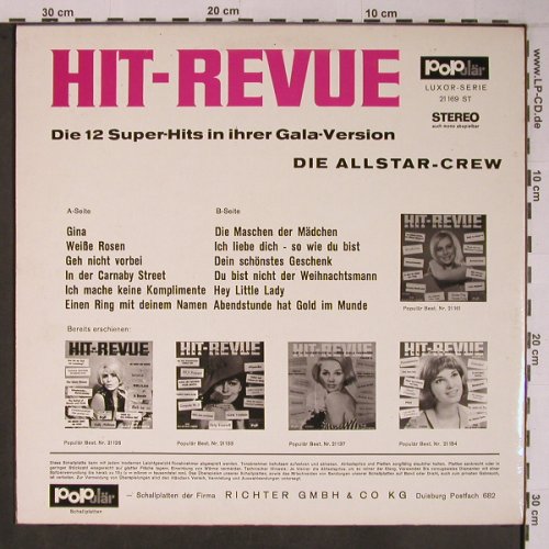 V.A.Hit-Revue Folge 6: 12 Super Hits,AllstarCrew.CoverVers, Populär Luxor Serie(21 169 ST), D,vg+/m-,  - LP - X6711 - 5,00 Euro