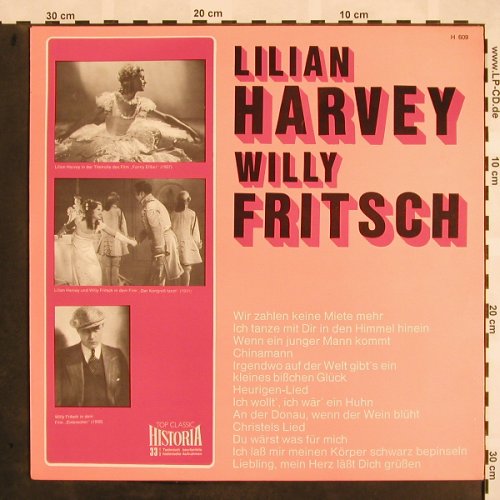 Harvey,Lilian & Willy Fritsch: Top Classic-Historia, Historia(H 609), D, Ri, 1969 - LP - X888 - 9,00 Euro