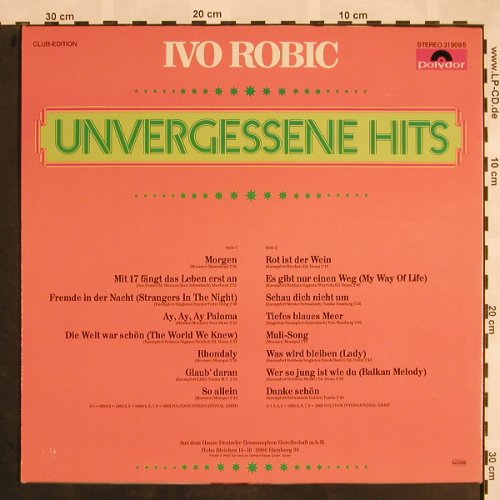 Robic,Ivo: Unvergessene Hits, Club Edition, Polydor(31 909 5), D,  - LP - X943 - 5,00 Euro