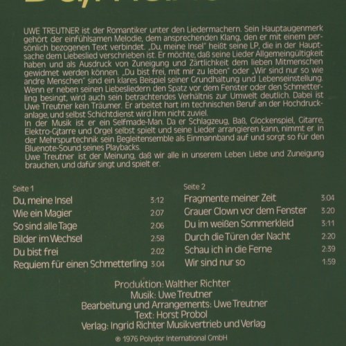 Treutner,Uwe: Du, meine Insel, Polydor(2371 716), D, 1976 - LP - Y1763 - 5,00 Euro