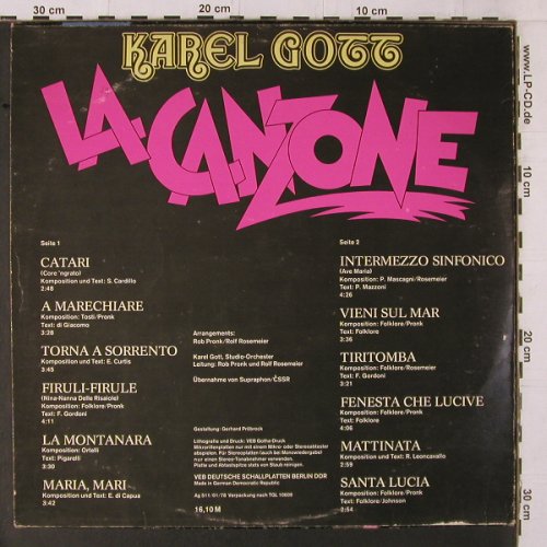 Gott,Karel: La Canzone (ital.), Amiga(8 55 511), DDR, 1978 - LP - Y1843 - 6,00 Euro