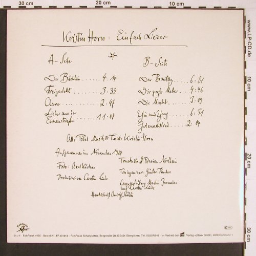 Horn,Kristin: Einfach Lieder, Folkfreak(FF 401014), D, 1985 - LP - Y214 - 7,50 Euro