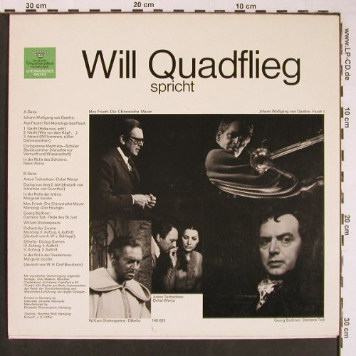 Quadflieg,Will: spricht Goethe, Büchner.. (1968), Deutsche Gramophon(140 021), D, Ri,  - LP - Y222 - 12,50 Euro