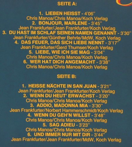 Berger,Albin: Lieben heißt.., Koch(E 121 800), D, 1987 - LP - Y2240 - 6,00 Euro