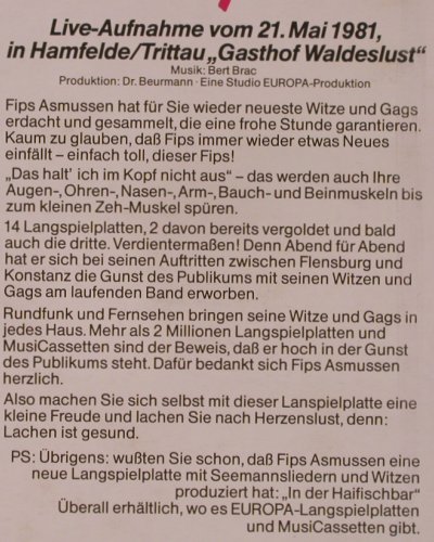 Asmussen,Fips: Das halt' ich im Kopf nicht aus!, Europa(111 166.3), D, 1981 - LP - Y2380 - 6,00 Euro