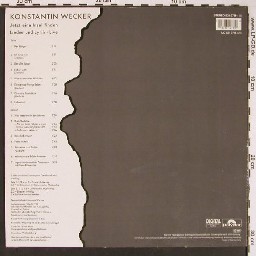 Wecker,Konstantin: Jetzt eine Insel finden, Live, Polydor(831 078-1), D, 1986 - LP - Y255 - 6,00 Euro